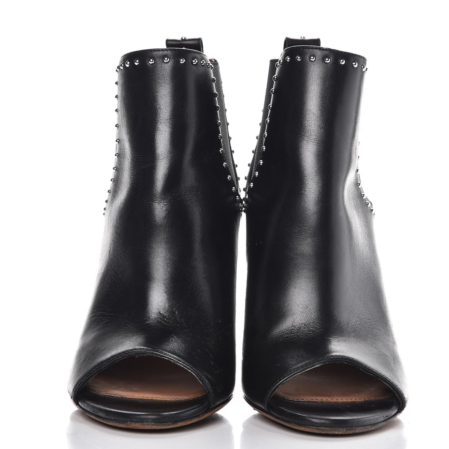 Givenchy Calfskin Studded Chelsea Ouv Peep Toe Booties 38 Black 2 of 13