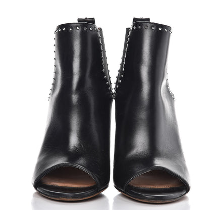 Givenchy Calfskin Studded Chelsea Ouv Peep Toe Booties 38 Black 2 of 13