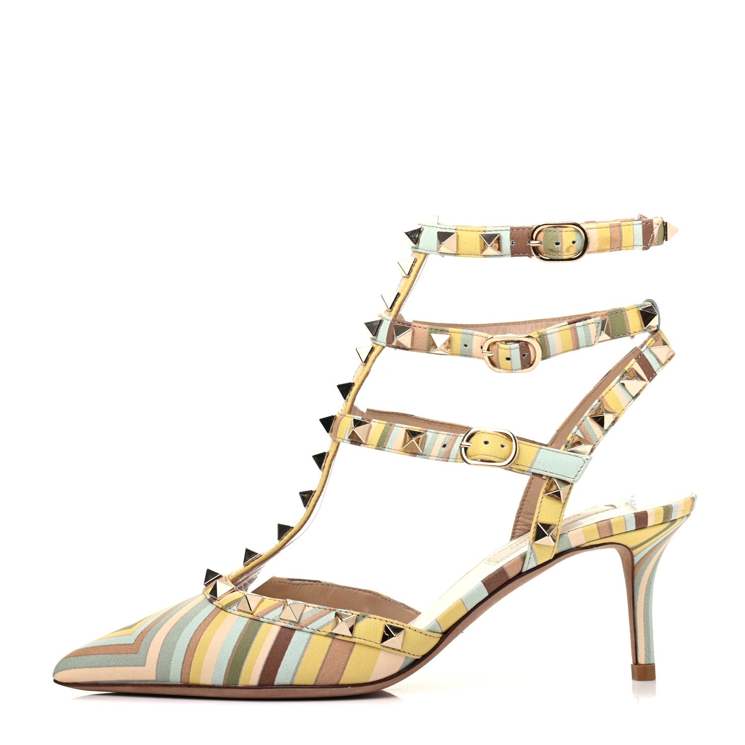 Valentino Garavani Nappa Native Couture 1975 Rockstud Ankle Strap Low Heel Pumps 36 Multicolor 1 of 13