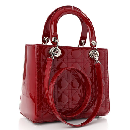 Christian Dior Patent Cannage Medium Lady Dior Burgundy Red 3 of 9