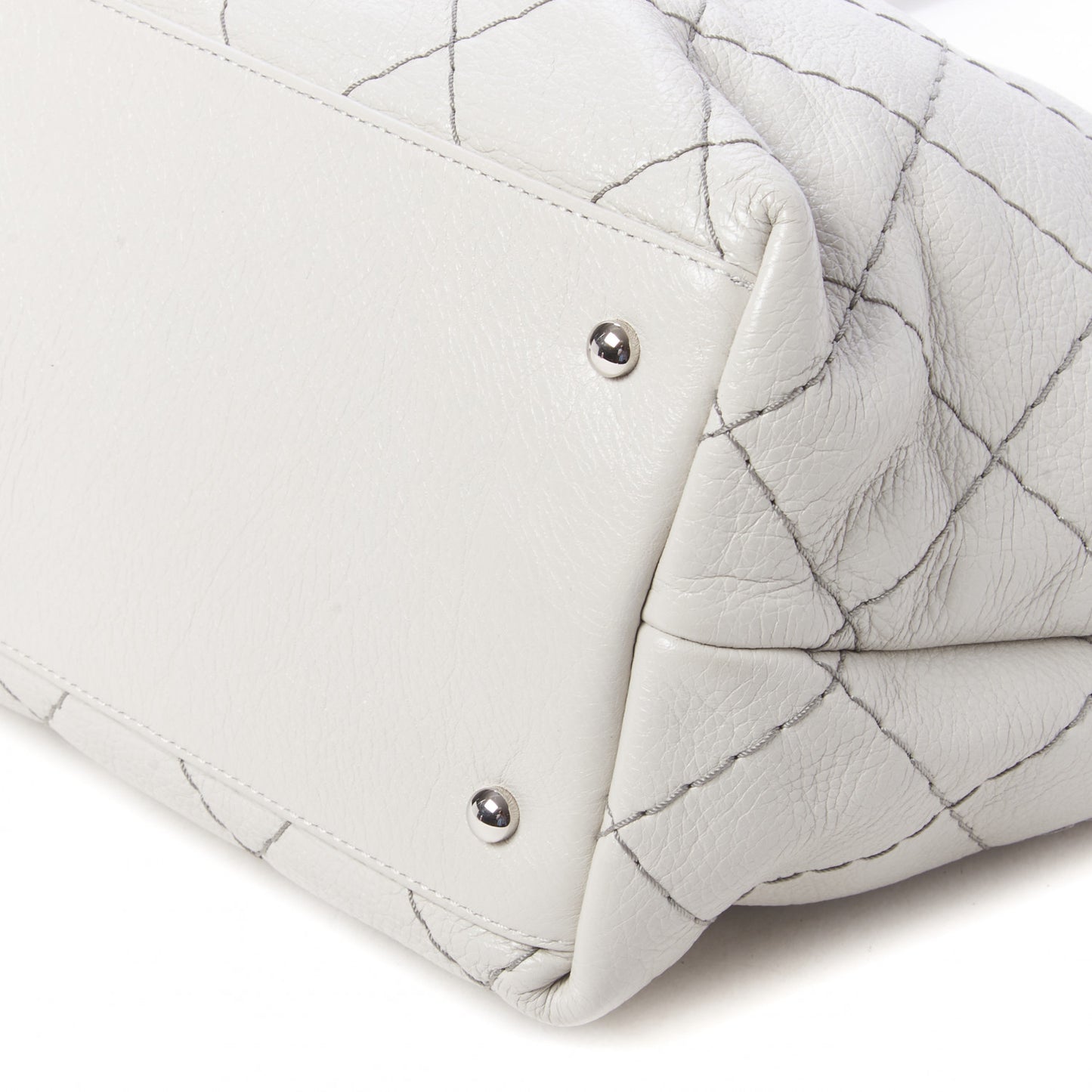 Glazed Calfskin Large On The Road Tote Light Grey