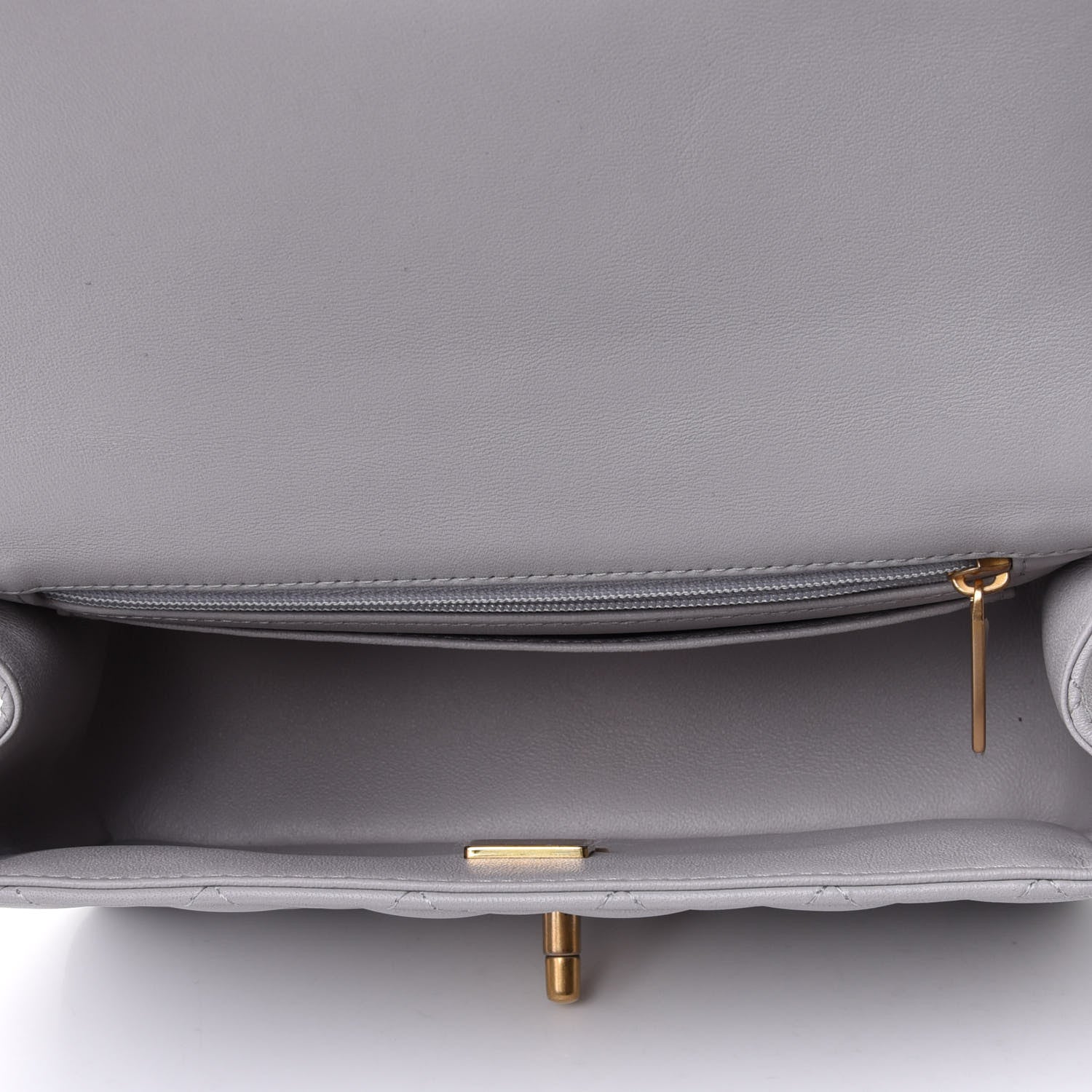 Chanel Lambskin Quilted Mini Top Handle Rectangular Flap Grey 4 of 4