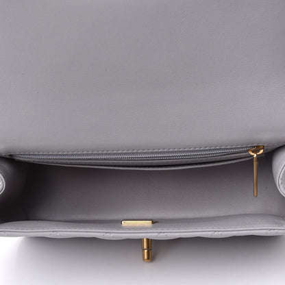 Chanel Lambskin Quilted Mini Top Handle Rectangular Flap Grey 4 of 4