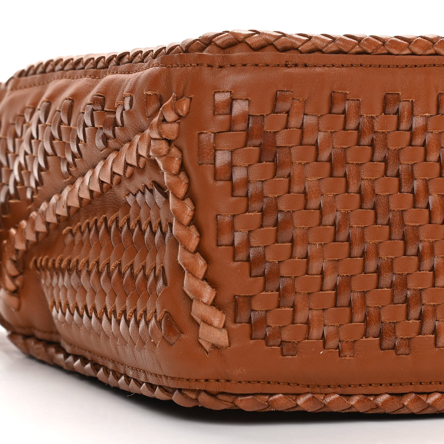 Calfskin Woven Small Puzzle Bag Tan