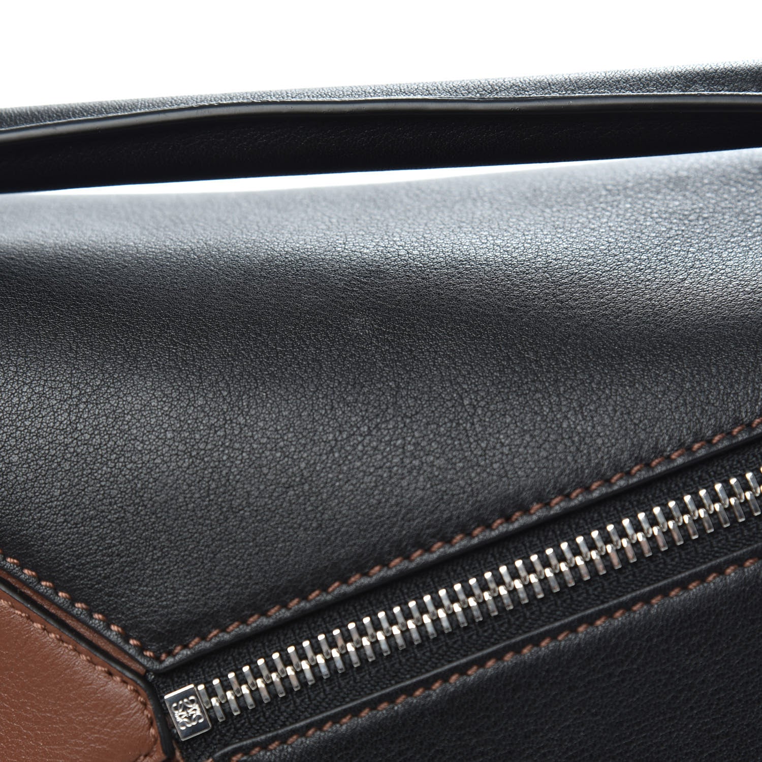 Loewe Calfskin Small Puzzle Bag Brunette Soft White Black 9 of 11
