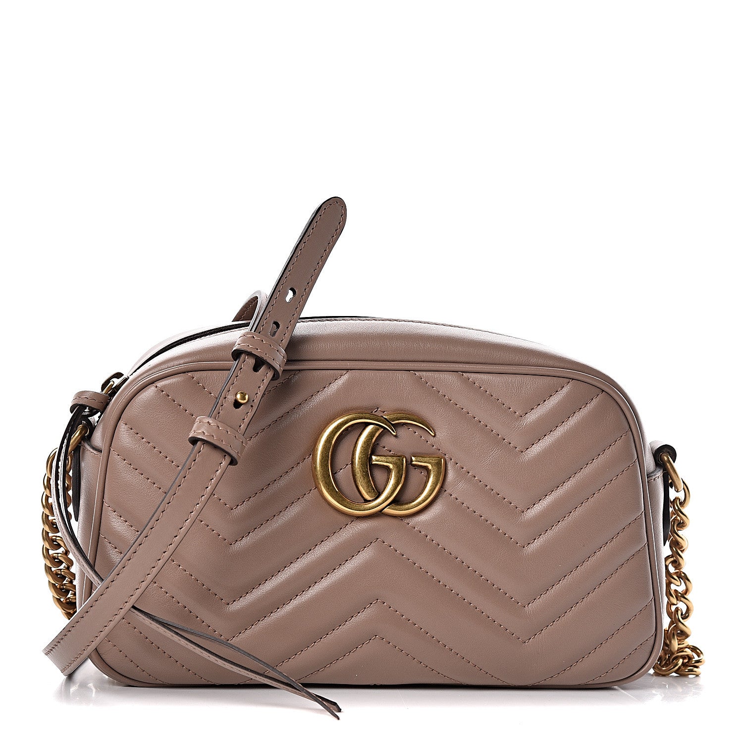 Gucci Calfskin Matelasse Small GG Marmont Chain Shoulder Bag Porcelain Rose 1 of 11