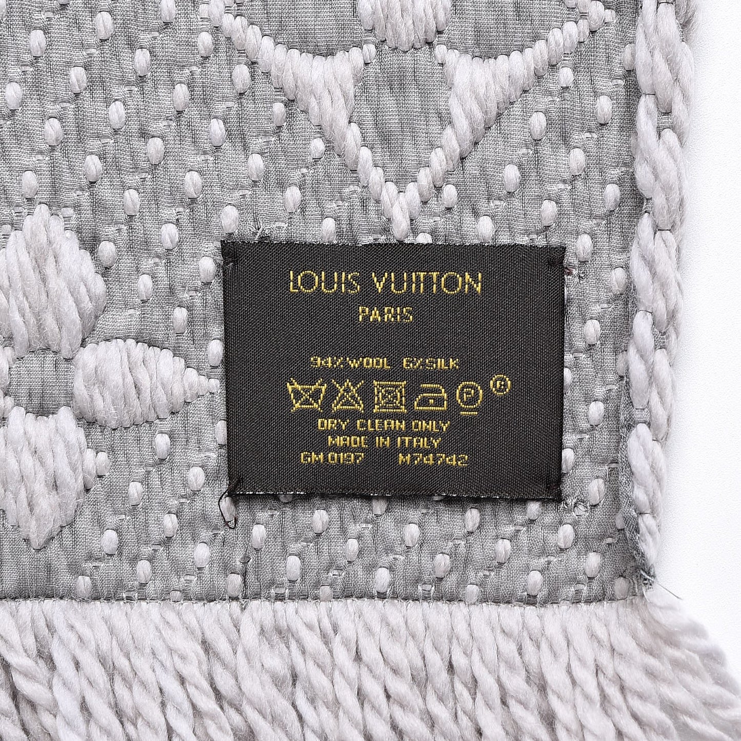 Wool Silk Logomania Scarf Pearl Grey