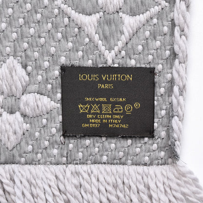 Louis Vuitton Wool Silk Logomania Scarf Pearl Grey 4 of 4