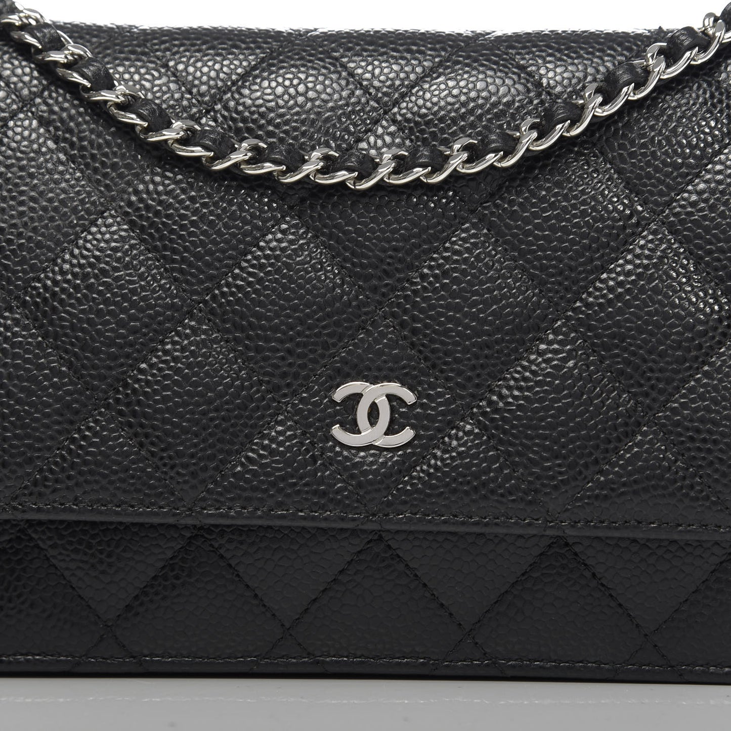 Caviar Quilted Wallet On Chain WOC Black