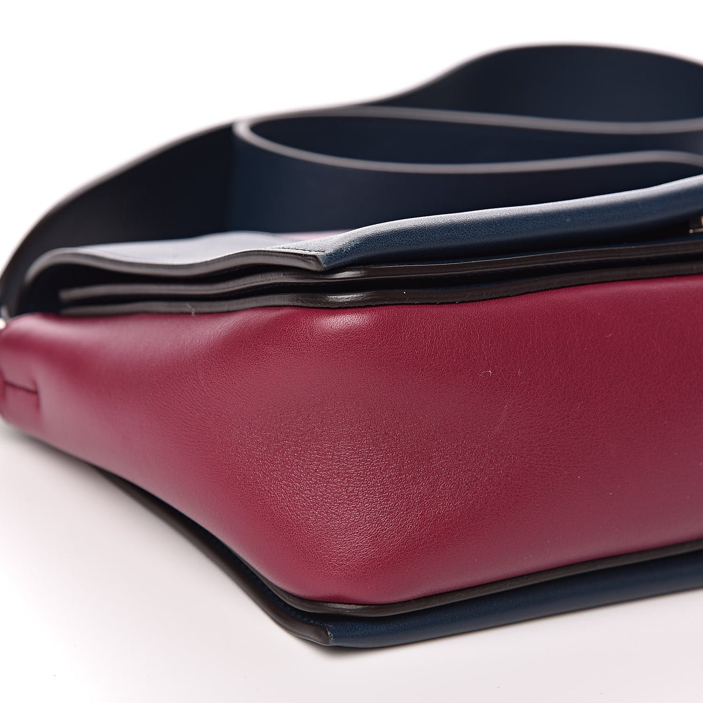 Shiny Smooth Calfskin Medium Frame Shoulder Bag Steel Blue Plum