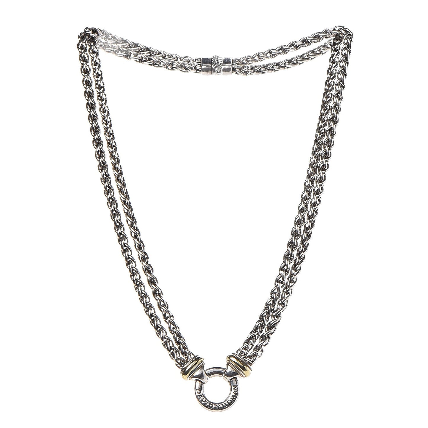 Sterling Silver 18K Yellow Gold 8mm Double Wheat Chain Necklace