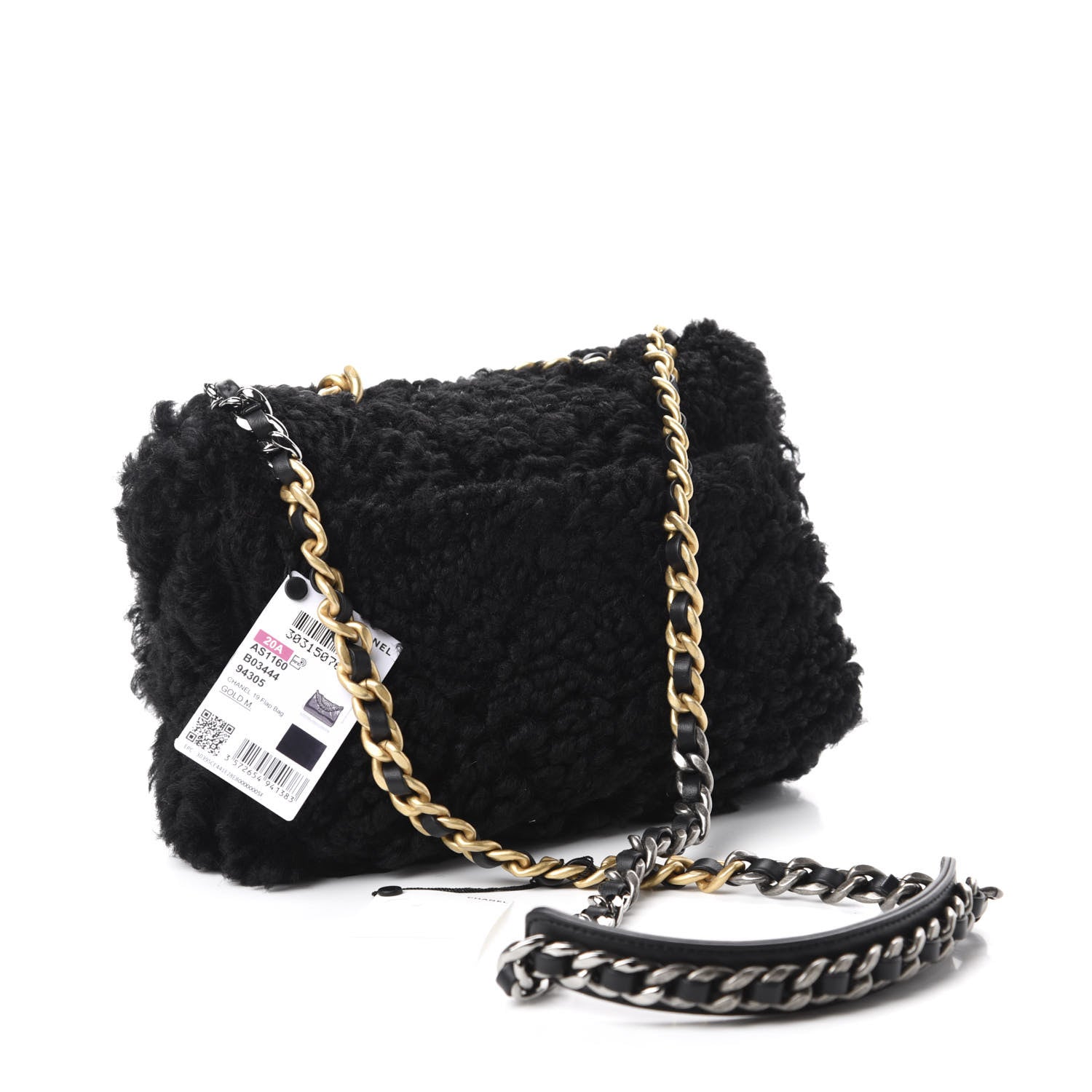 Chanel Shearling Sheepskin Medium 19 Flap Black 3 of 11