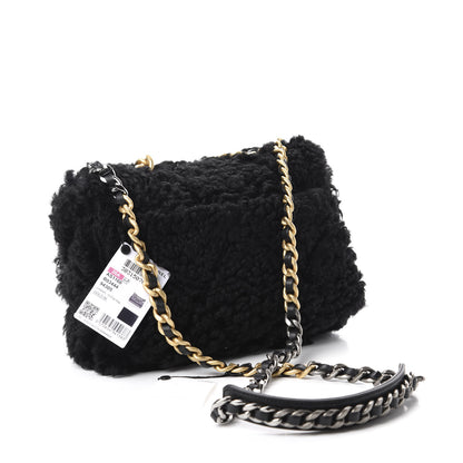 Chanel Shearling Sheepskin Medium 19 Flap Black 3 of 11