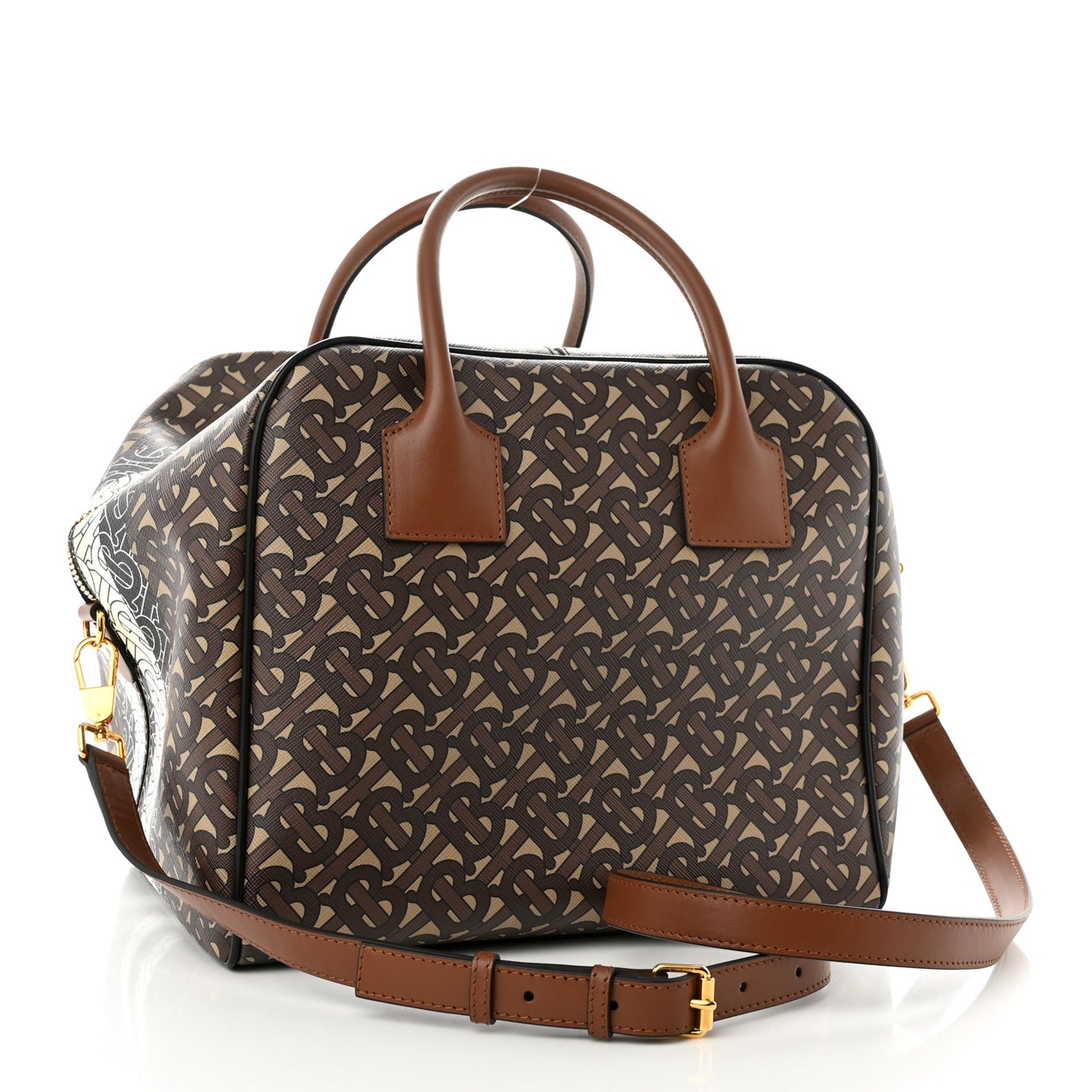E-canvas Monogram Stripe Medium Cube Bowling Bag Bridle Brown