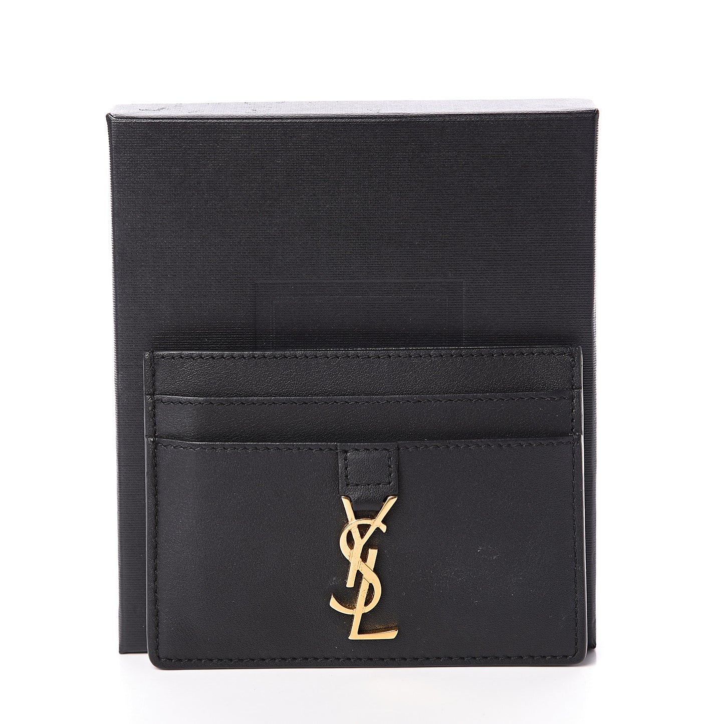 Calfskin Monogram Credit Card Case Black