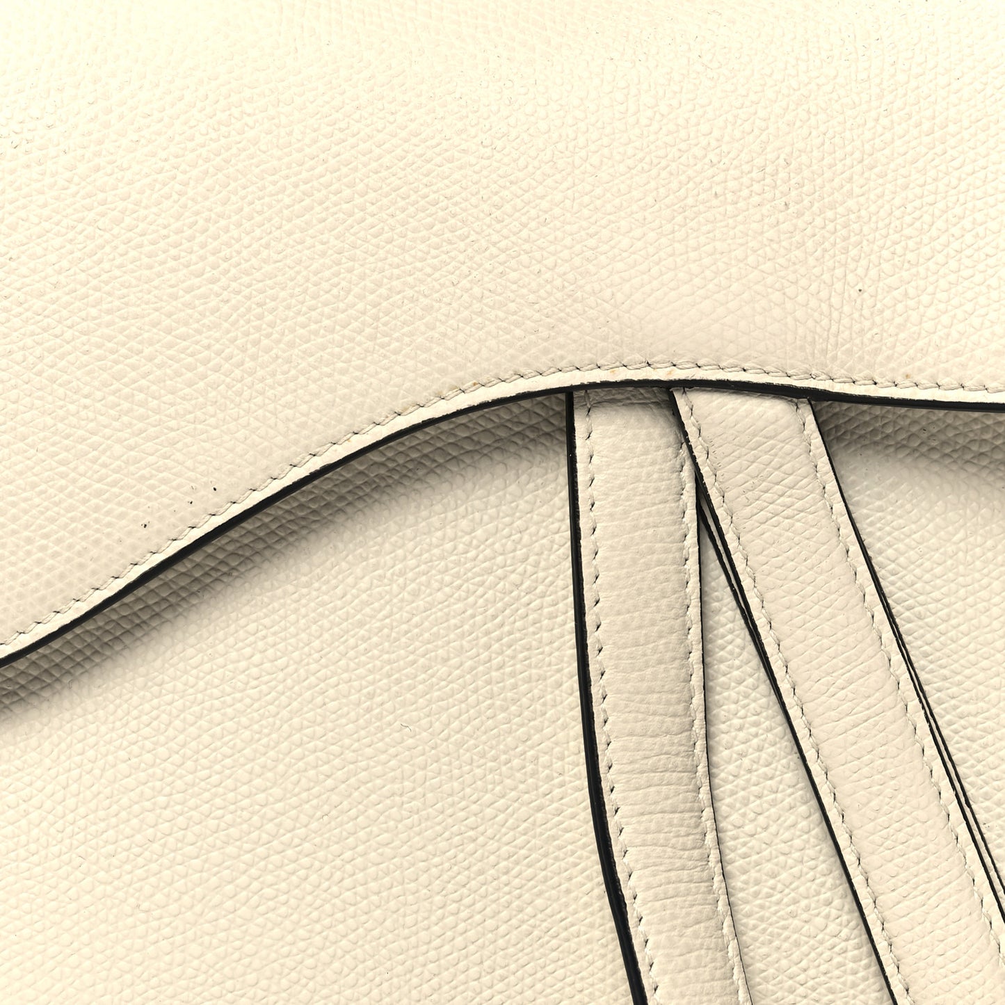 Grained Calfskin Saddle Bag White