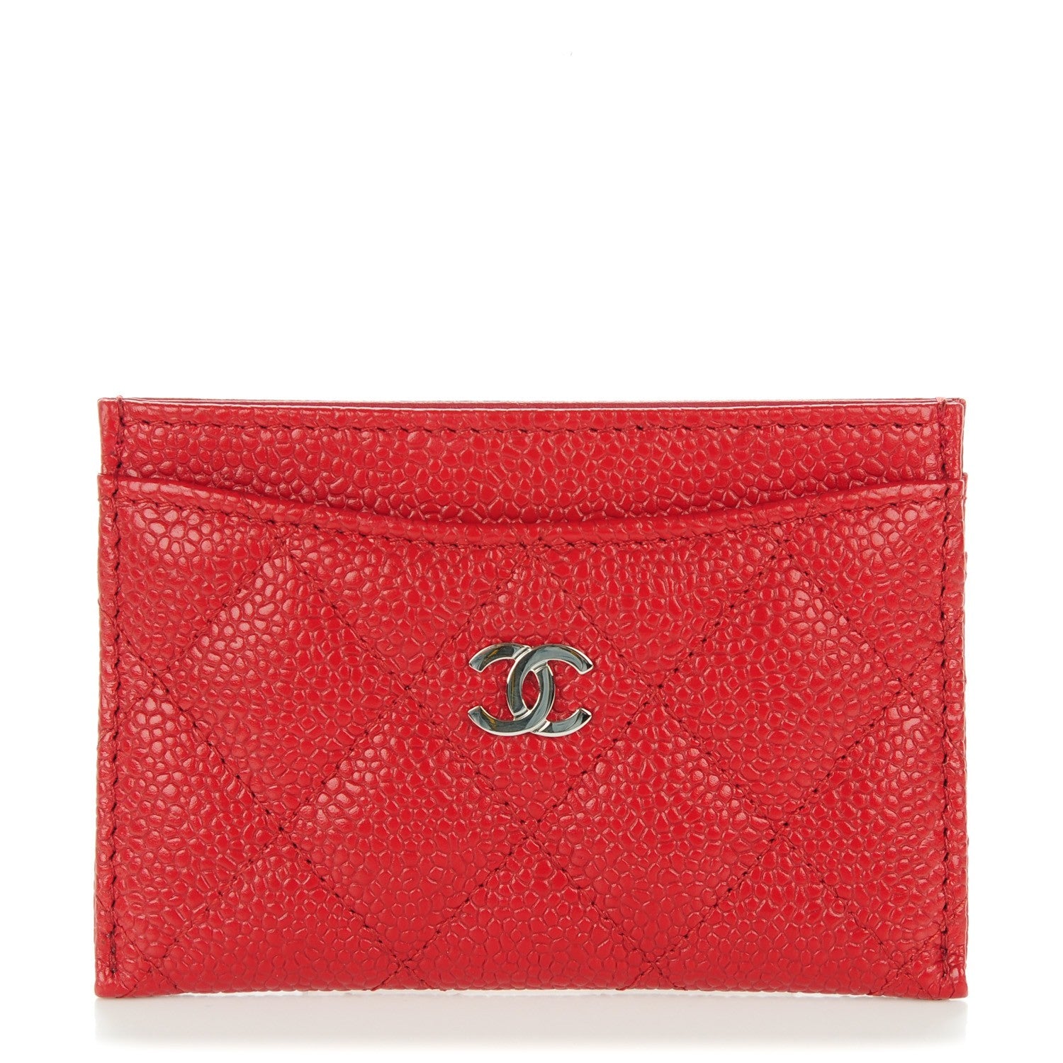 Chanel Caviar Quilted Card Holder Red 1 of 8