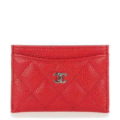 Chanel Caviar Quilted Card Holder Red 1 of 8