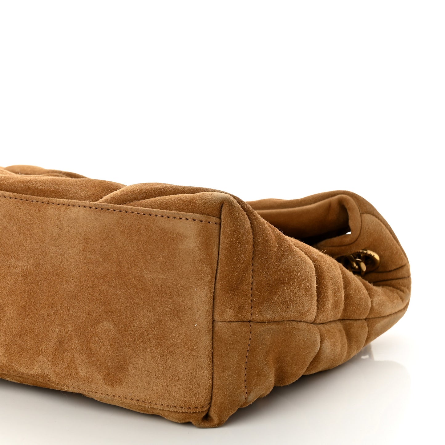 Suede Calfskin Quilted Small Loulou Puffer Monogram Chain Satchel Cinnamon