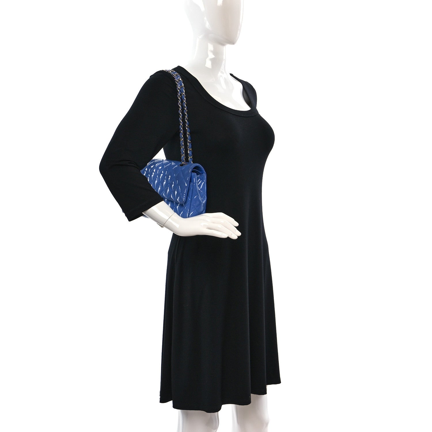 Chanel Patent Quilted Medium Double Flap Blue 2 of 14