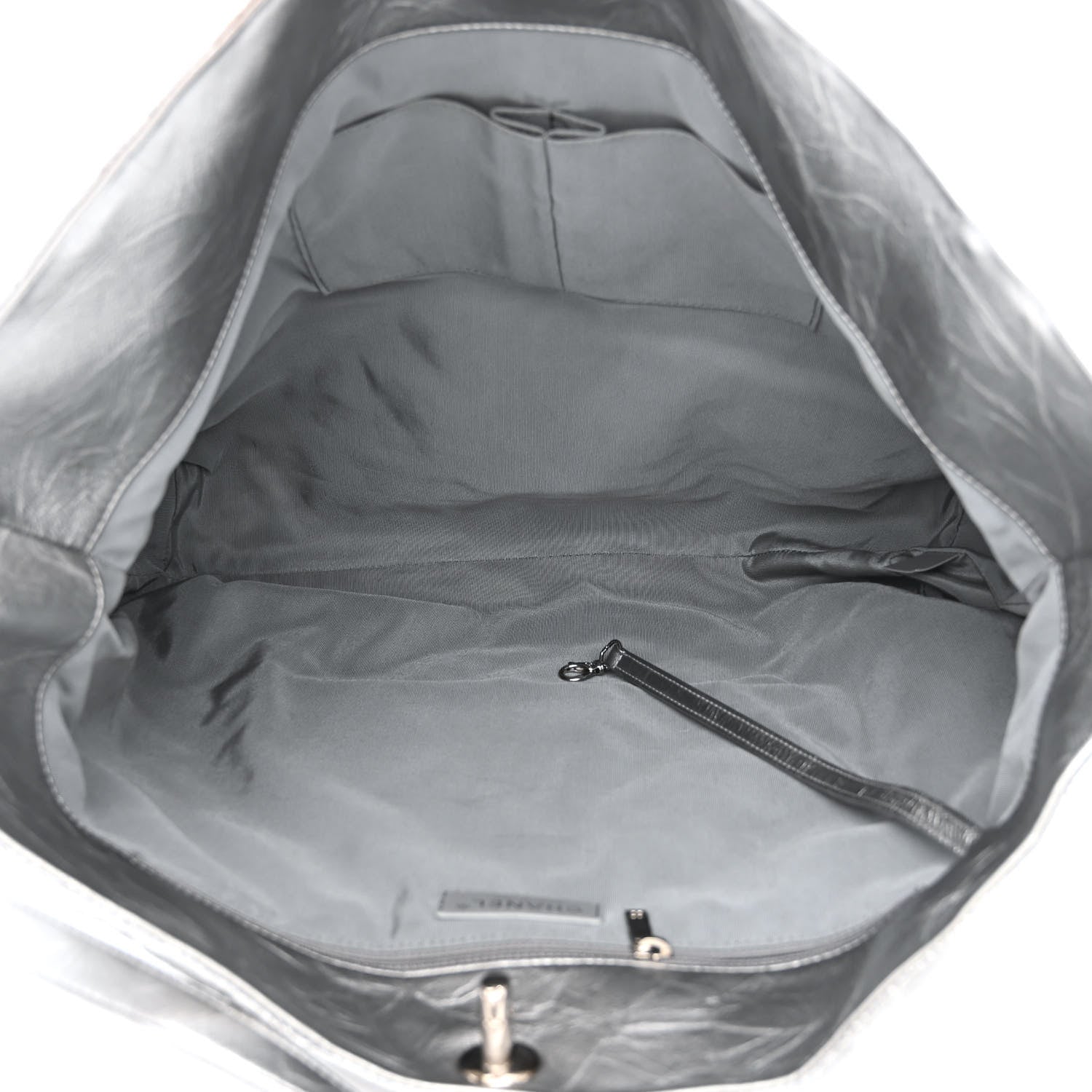 Chanel Metallic Crackled Calfskin Quilted Large Big Bang Hobo Silver 5 of 10