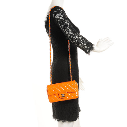 Chanel Patent Quilted Mini Rectangular Flap Orange 2 of 10