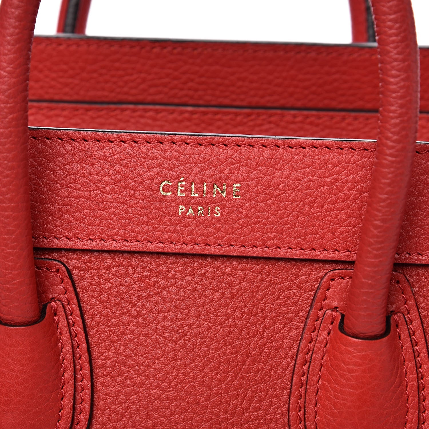 Celine Drummed Calfskin Nano Luggage Coquelicot 8 of 11