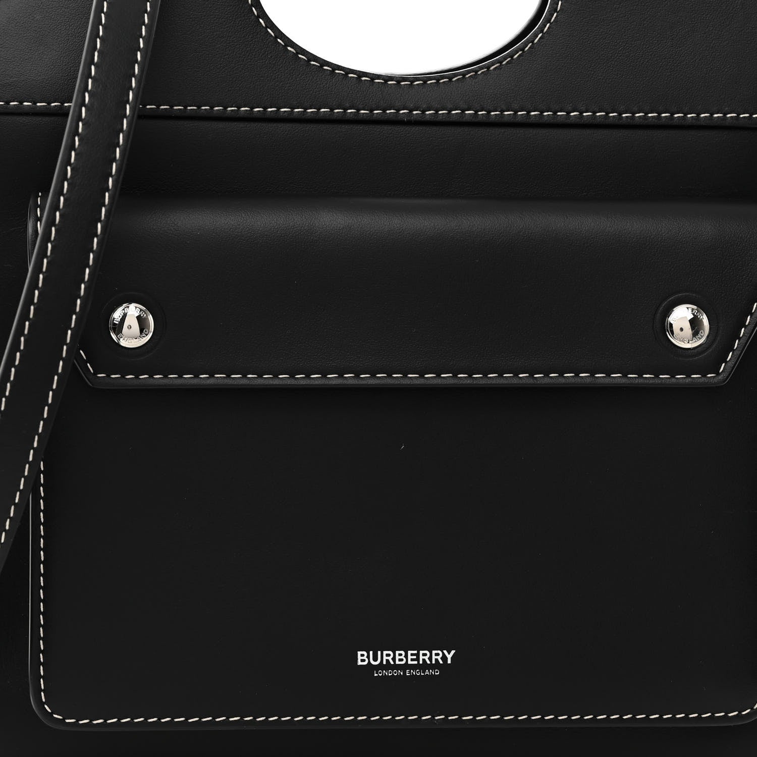 Burberry Smooth Calfskin Topstitched Mini Pocket Bag Black 6 of 8