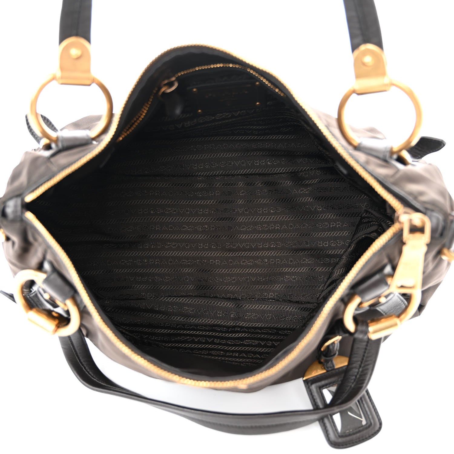 Prada Tessuto Nylon Jacquard Logo Aviator Satchel 5 of 12