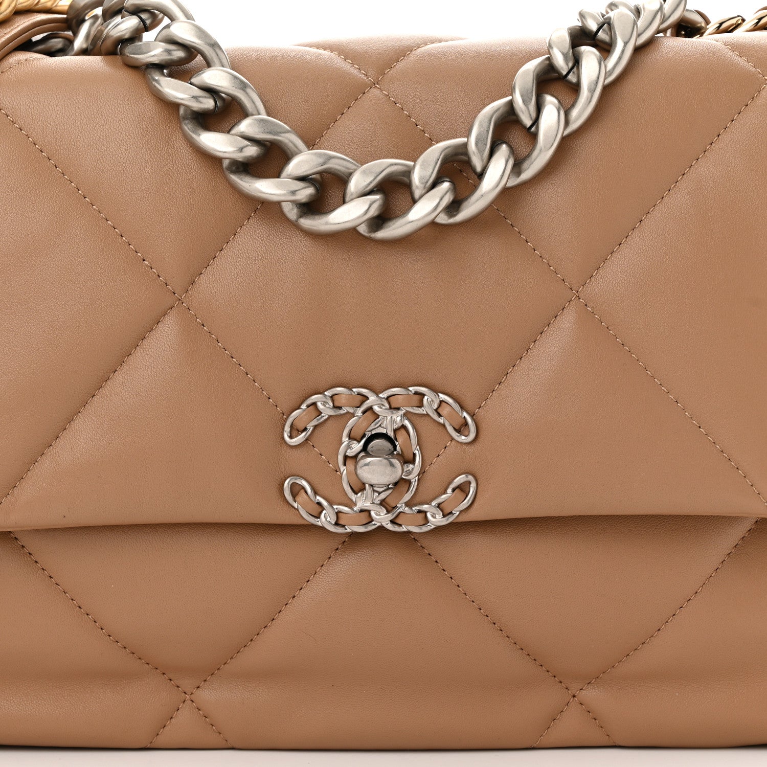 Chanel Lambskin Quilted Large Chanel 19 Flap Dark Beige 8 of 10