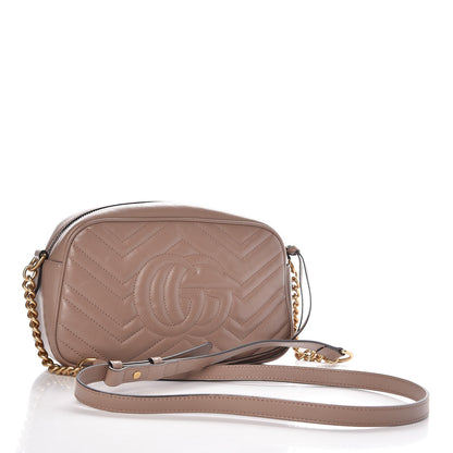 Gucci Calfskin Matelasse Small GG Marmont Chain Shoulder Bag Taupe 3 of 7