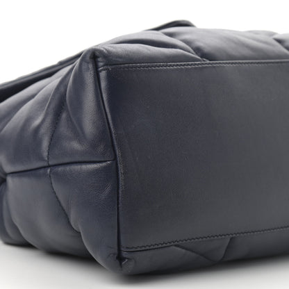 Saint Laurent Lambskin Quilted Medium Loulou Puffer Monogram Chain Satchel Navy 10 of 12