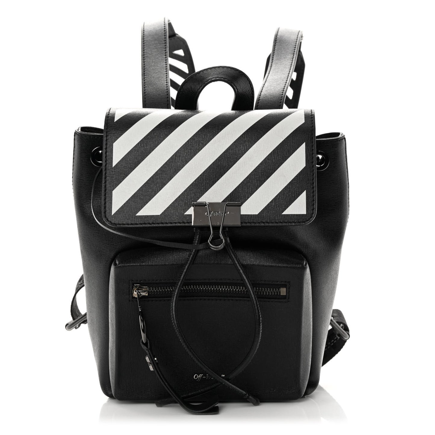 Saffiano Diag Backpack Black White