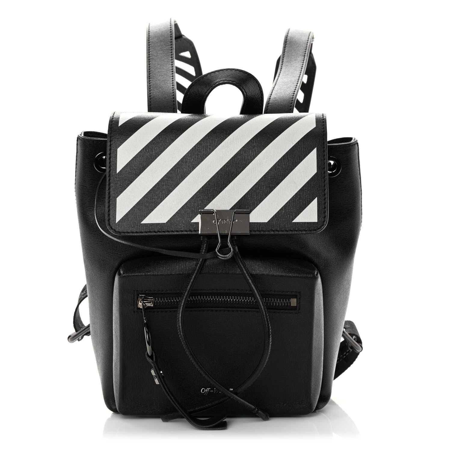 Off-White Saffiano Diag Backpack Black White 1 of 11