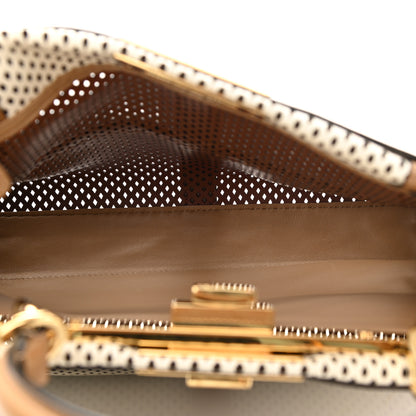 Fendi Calfskin Lambskin Perforated Medium Peekaboo Iconic Satchel White 5 of 10