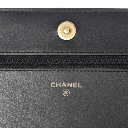 Chanel Caviar Chevron Quilted Boy Wallet On Chain WOC Black 6 of 9