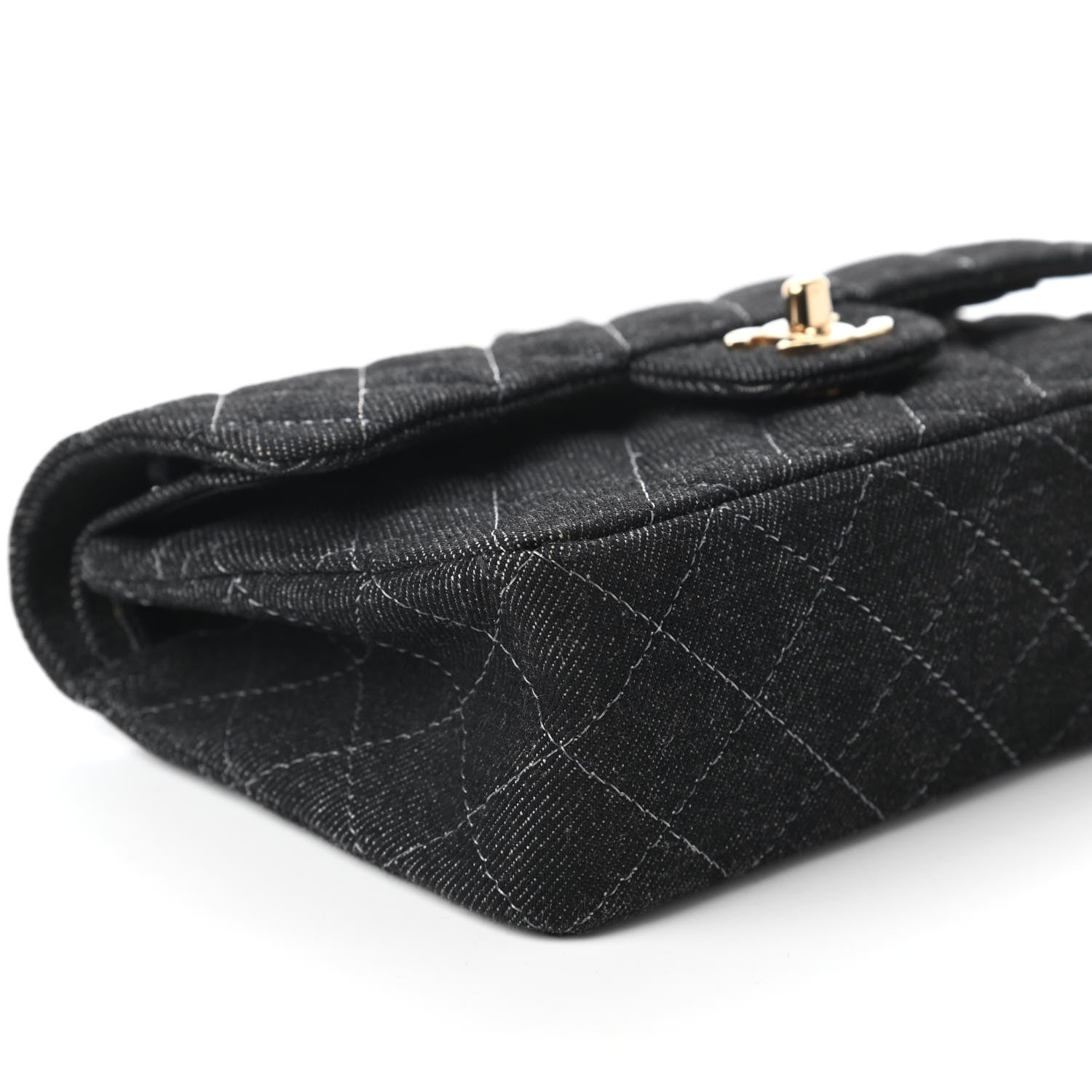 Chanel Denim Quilted Small Double Flap Black 6 of 10