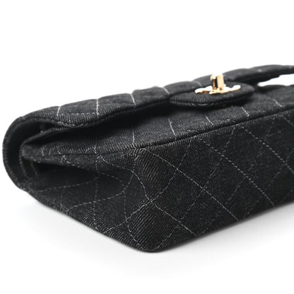 Chanel Denim Quilted Small Double Flap Black 6 of 10