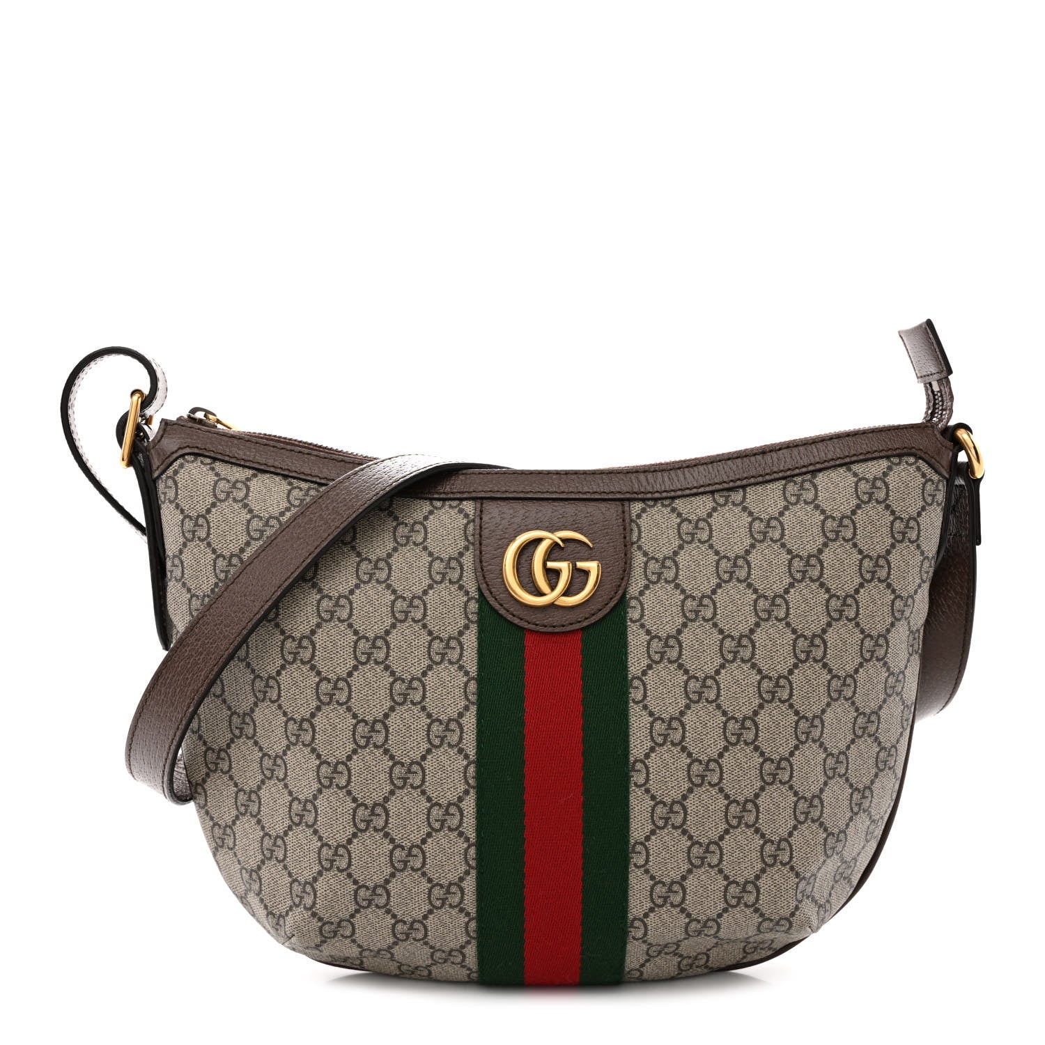 Gucci GG Supreme Monogram Web Small Ophidia Half Moon Hobo Brown 1 of 10