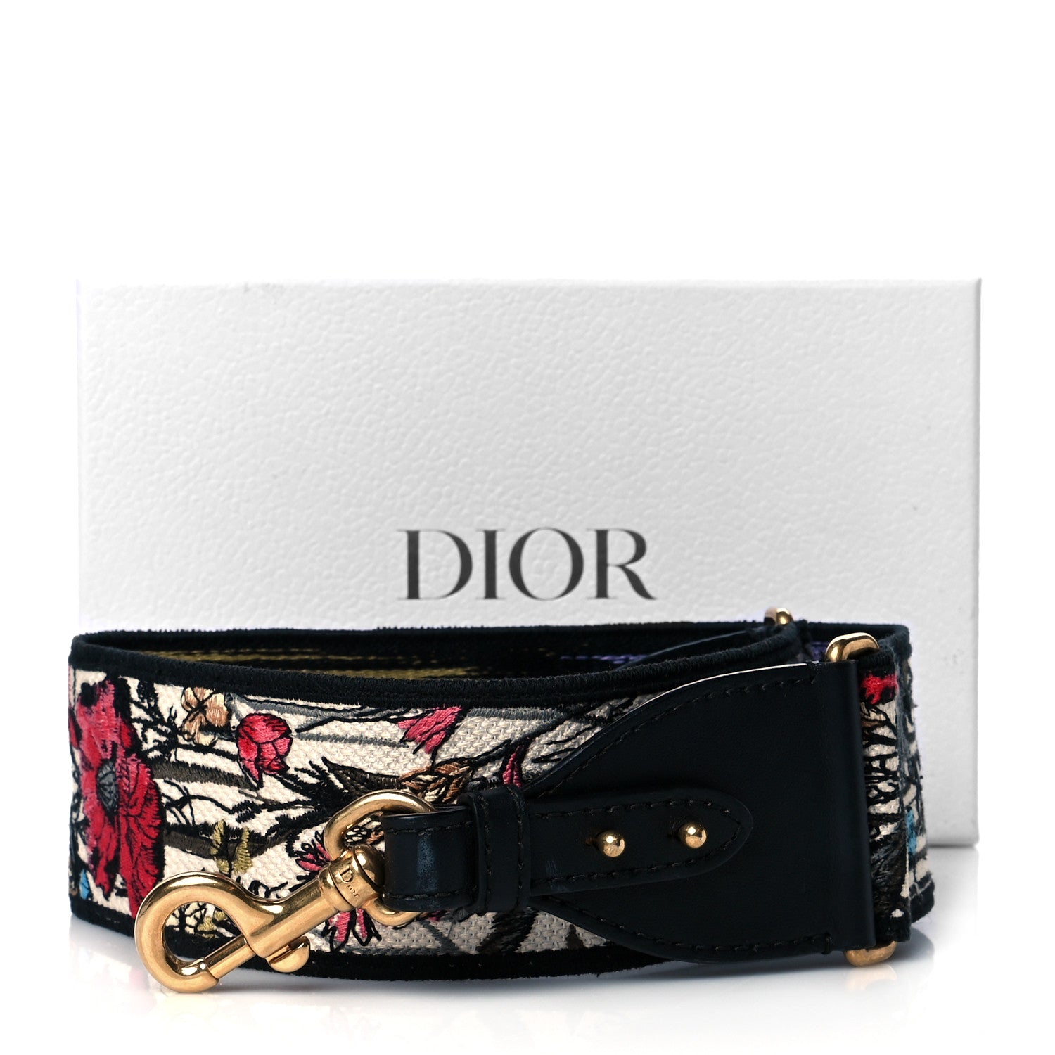 Christian Dior Lambskin Canvas Embroidered Floral Shoulder Strap Multicolor 7 of 7