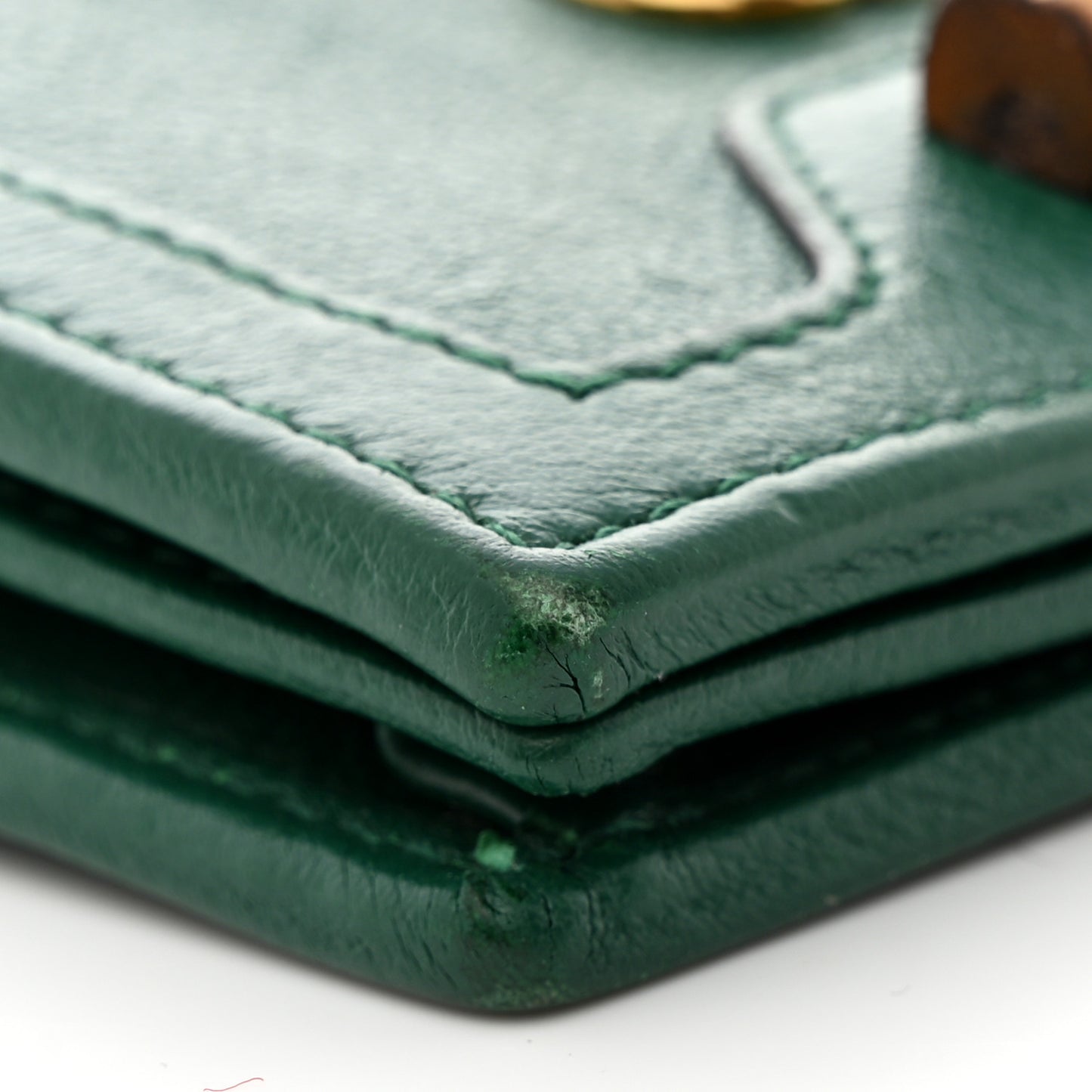 Wonka Grain Calfskin Diana Card Case Wallet Emerald