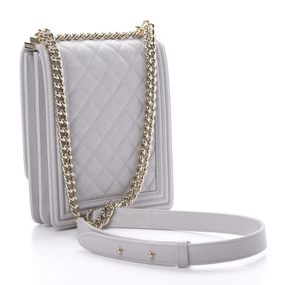 Chanel Caviar Quilted North South Boy Flap Light Grey 3 of 11