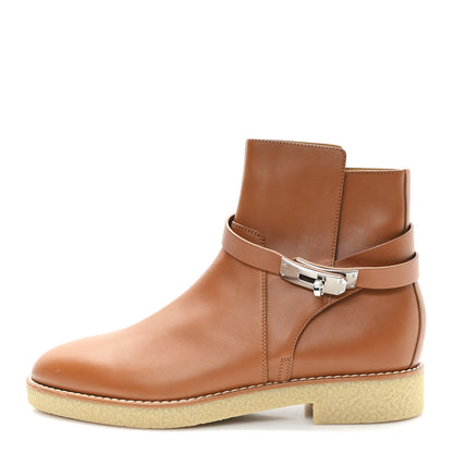 Hermes Heritage Calfskin Follow Ankle Boots 40.5 Naturel 1 of 9