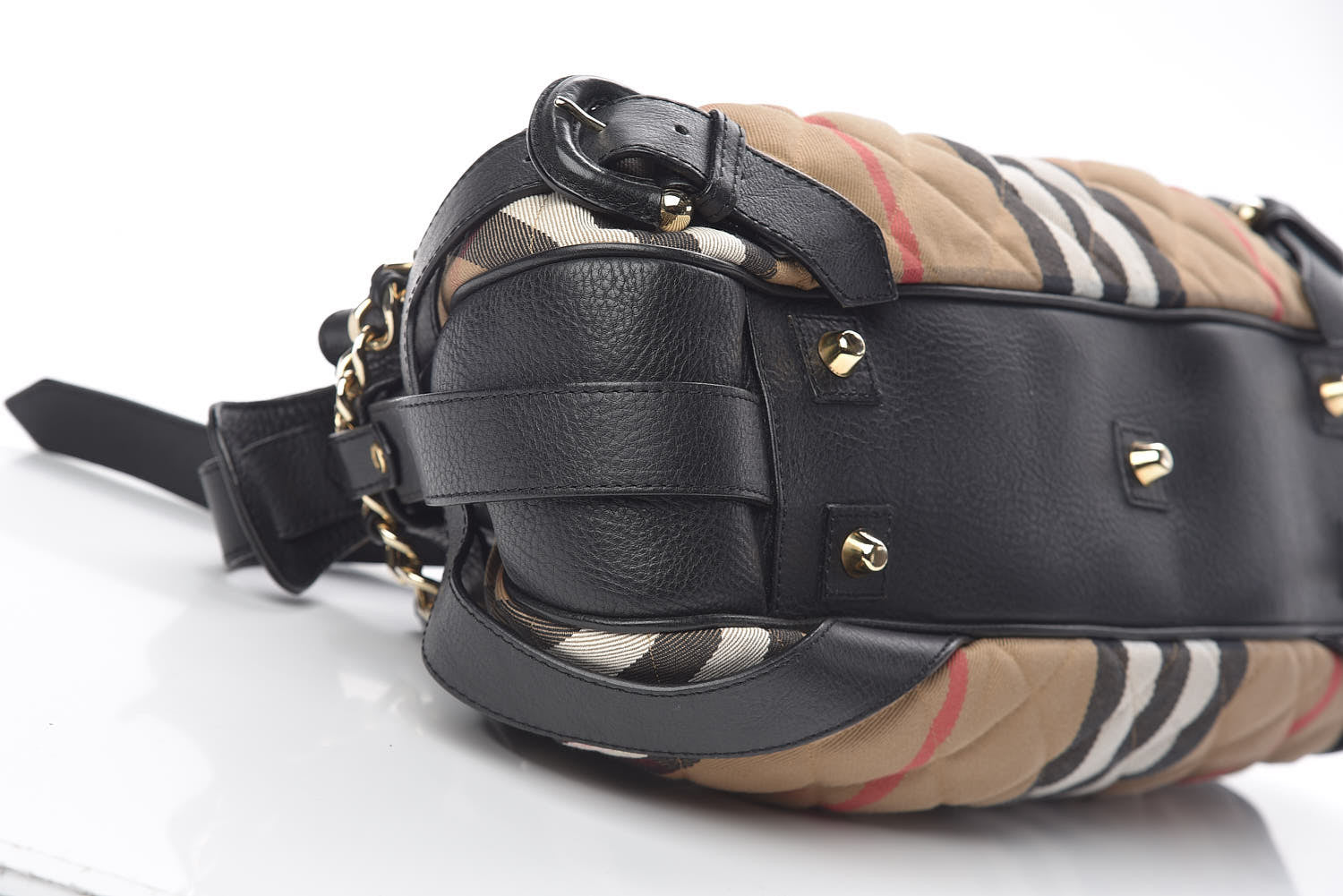 Burberry Grainy Calfskin House Check Margaret Bag Black 9 of 11