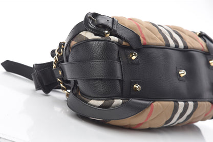 Burberry Grainy Calfskin House Check Margaret Bag Black 9 of 11