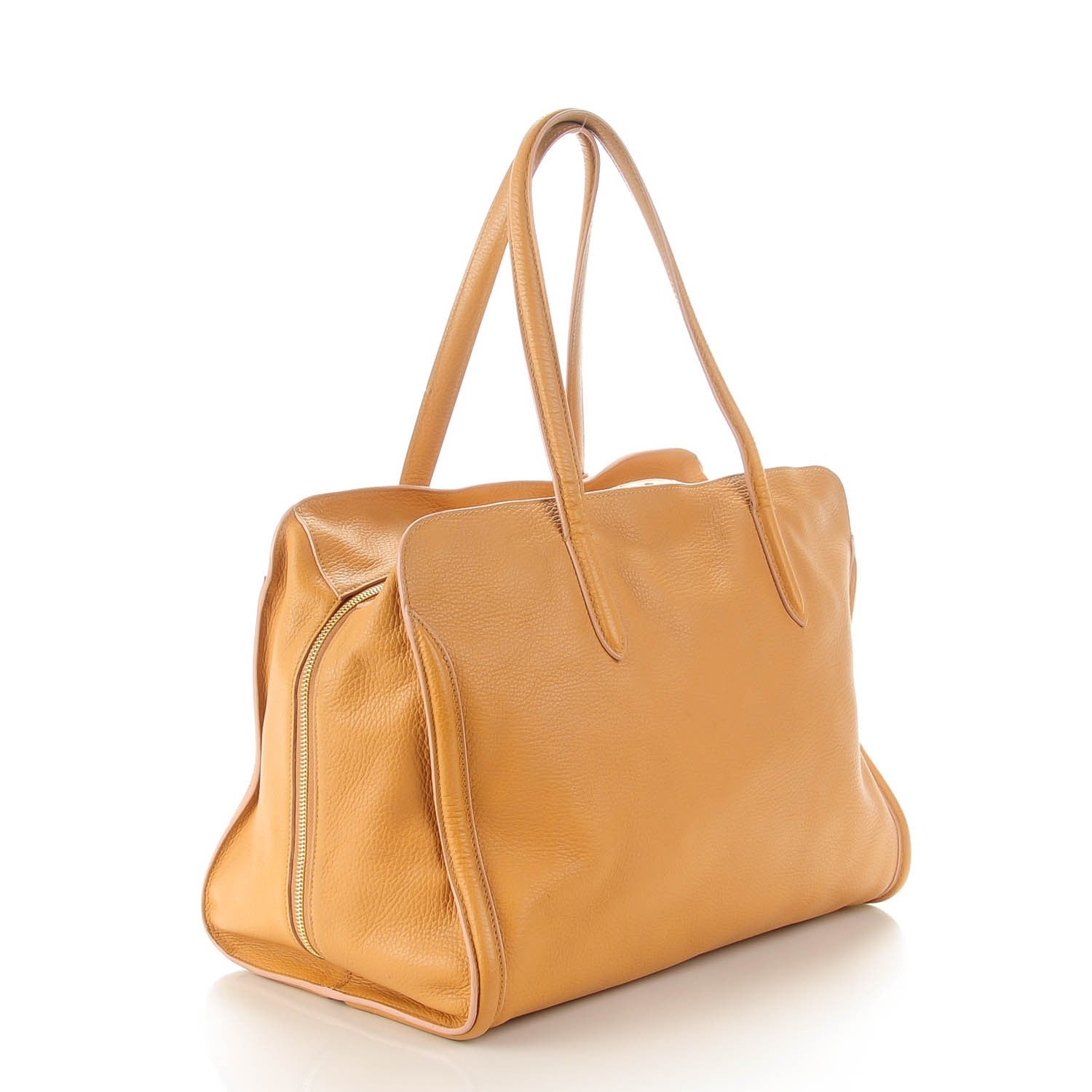 Alexander McQueen Pebbled Calfskin Large Skull Padlock Zip Around Tote Burnt Camel 3 of 7