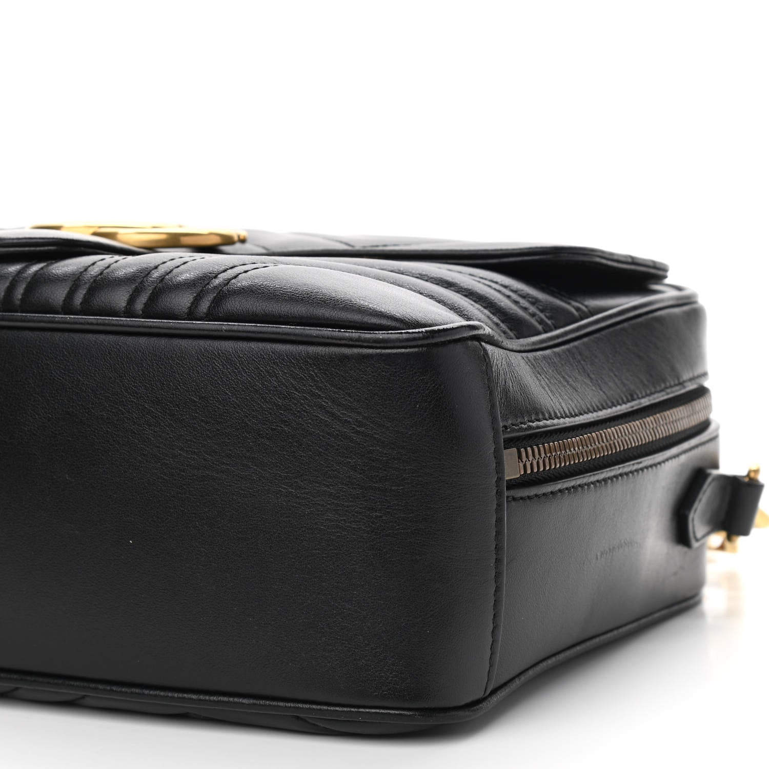 Gucci Calfskin Matelasse Sylvie Web Small GG Marmont Top Handle Shoulder Bag Black 10 of 12