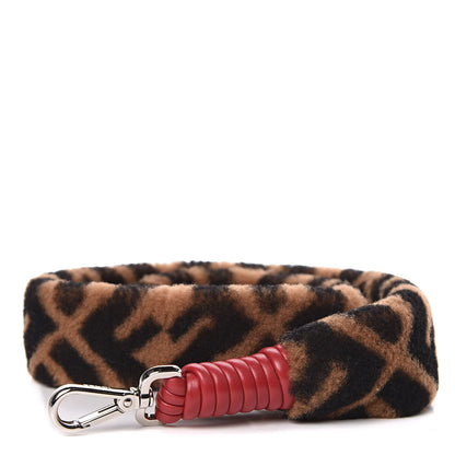 Fendi Shearling Macro FF 1974 Diagonal Strap You Brown Red 1 of 5