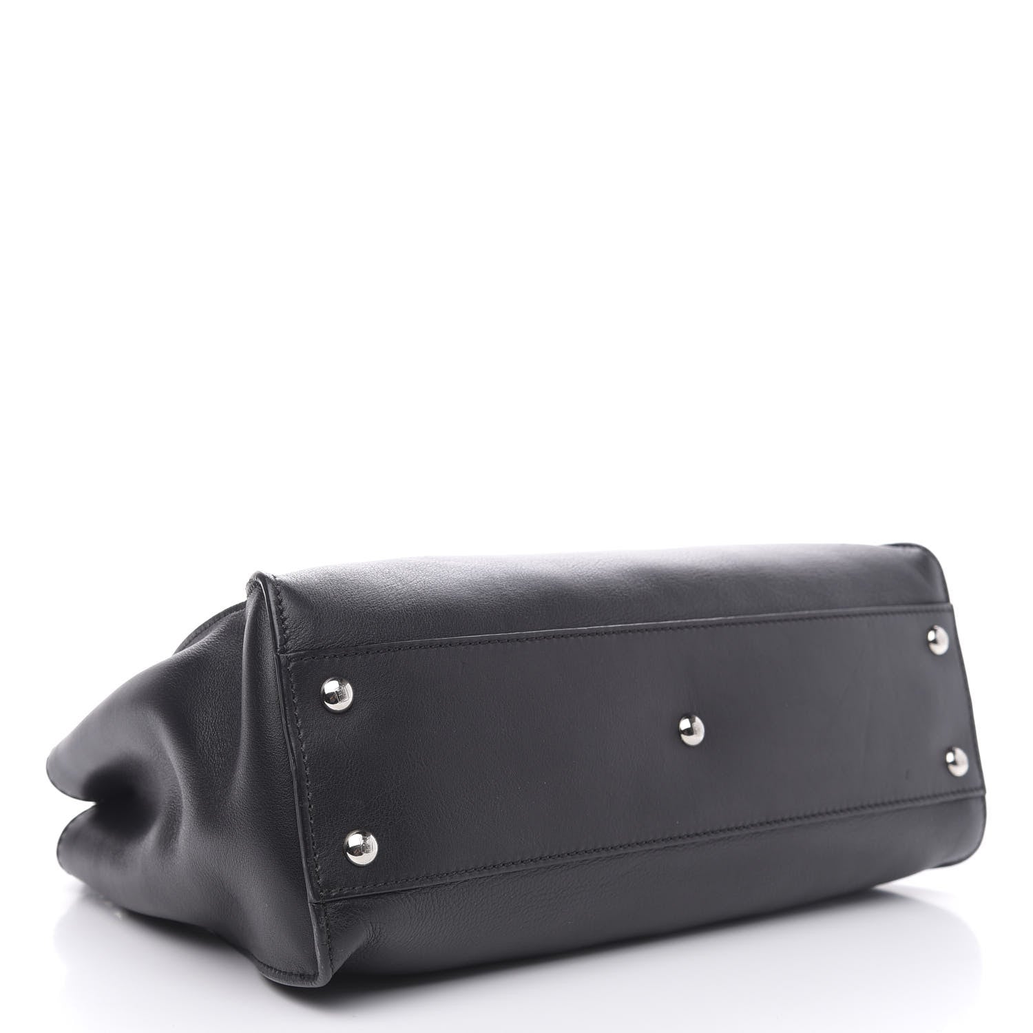 Fendi Vitello Dolce Shiny Nappa Plexglass Granite Medium Peekaboo Iconic Satchel Black 4 of 12