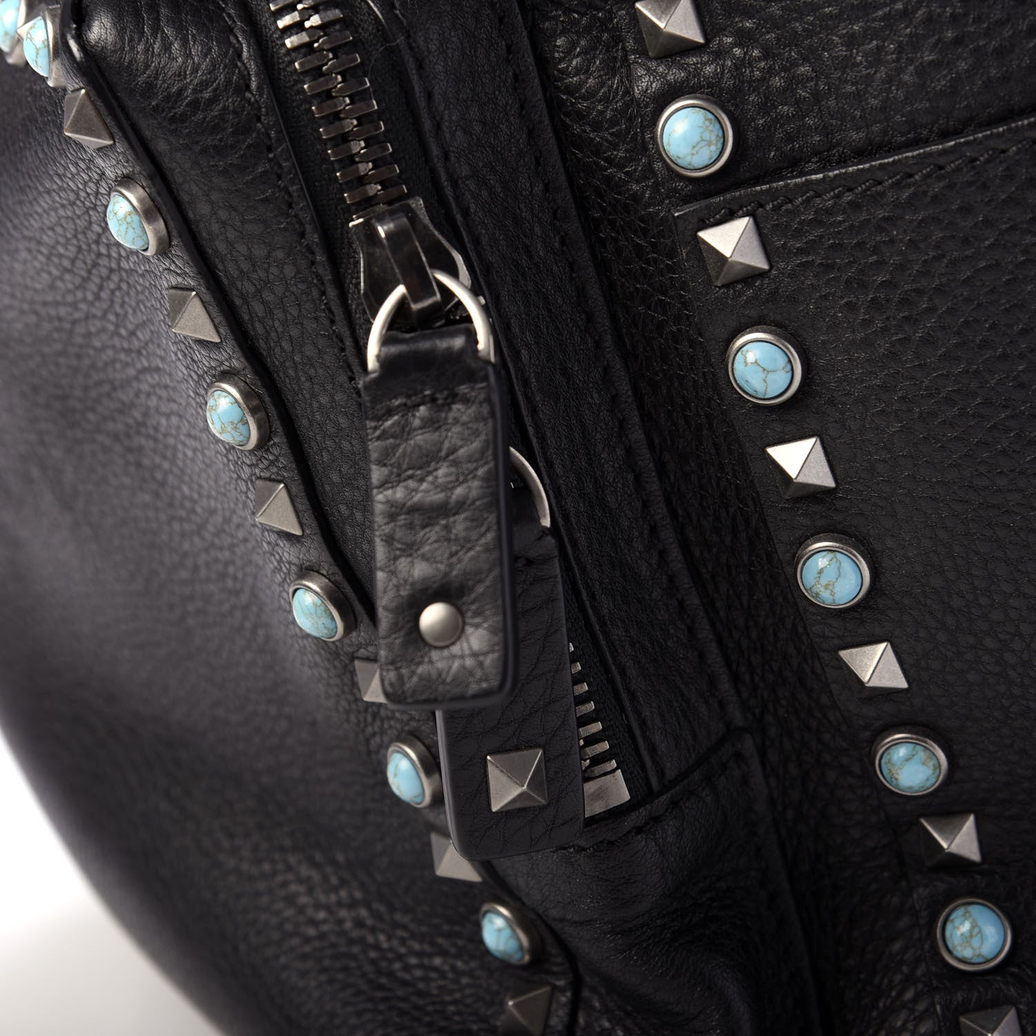 Valentino Garavani Pebbled Calfskin Medium Rockstud Rolling Backpack Black 9 of 14